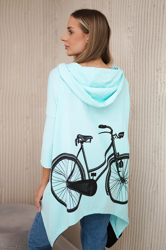 Mikina s potlačou na bicykli mäta univerzálne