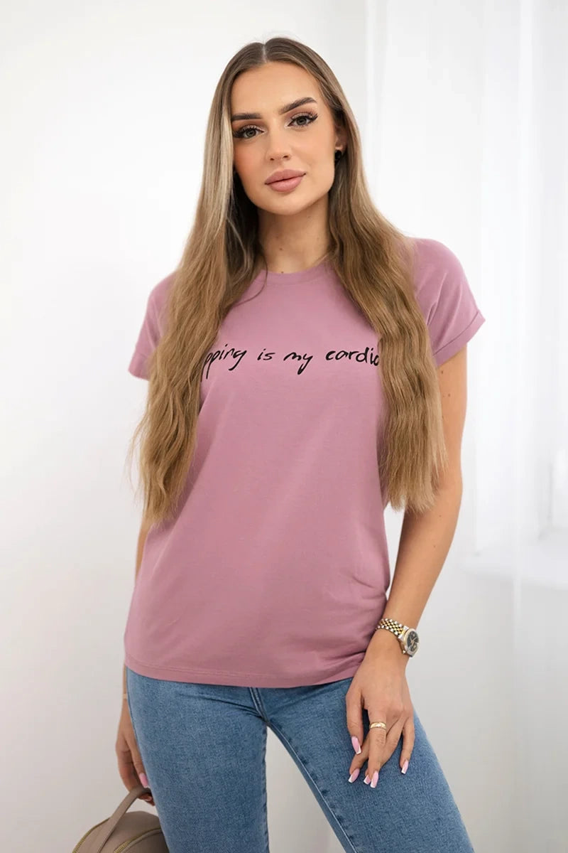 Blúzka Shopping is my cardio tmavo ružová univerzálne