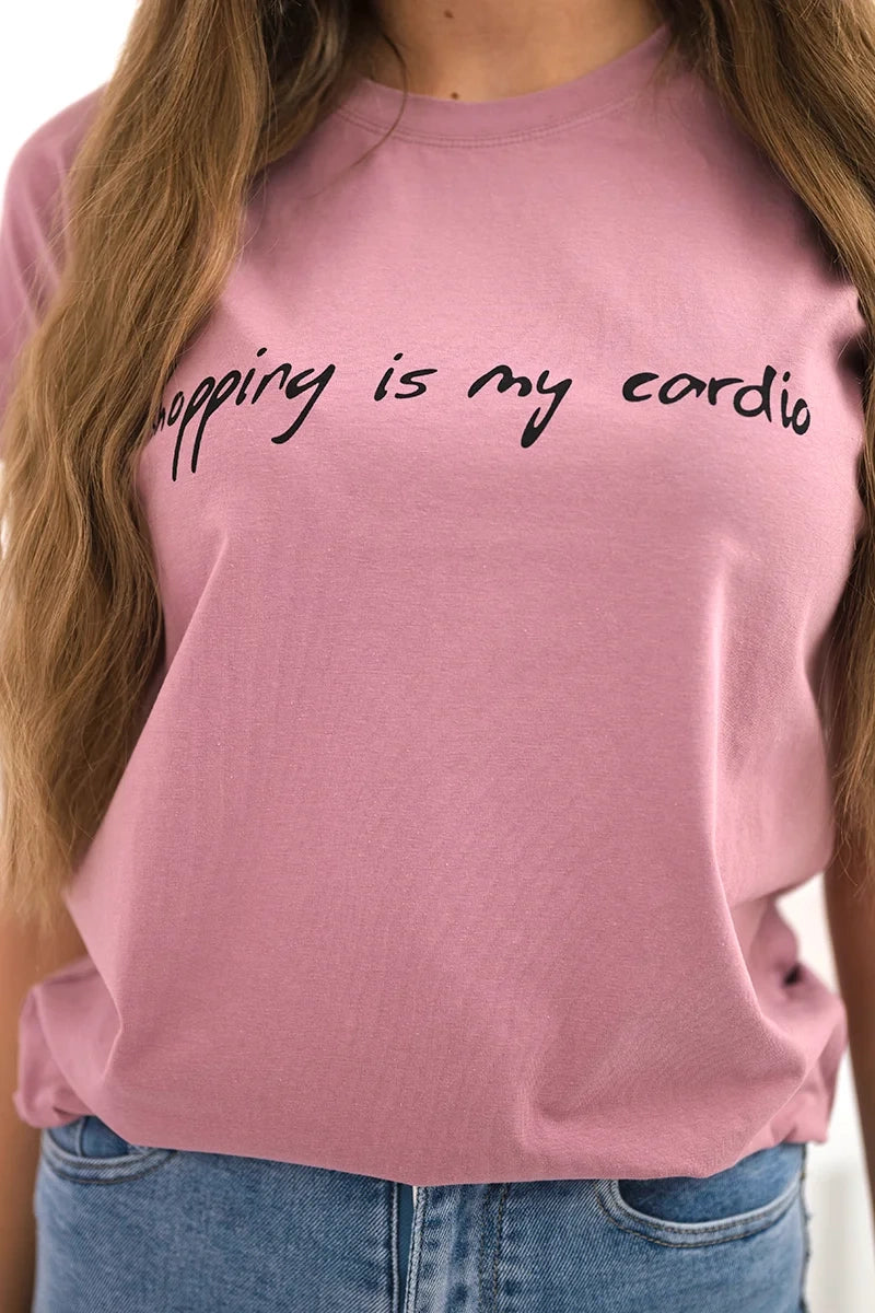 Blúzka Shopping is my cardio tmavo ružová univerzálne