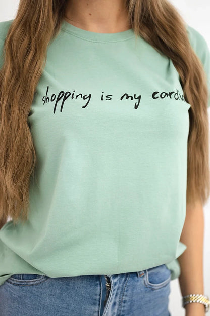 Blúzka Shopping is my cardio tmavá mäta univerzálne