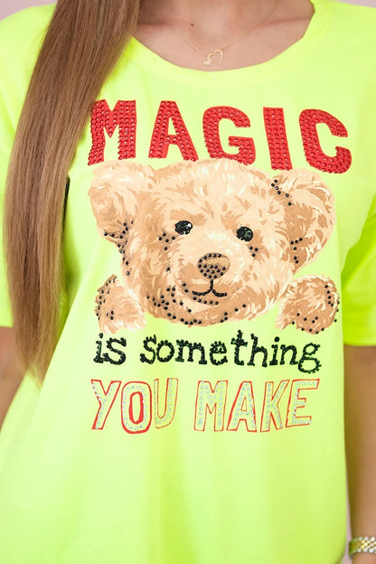 Blúzka s potlačou Magic žltý neón univerzálne