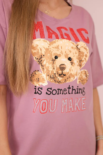 Blúzka s potlačou Magic tmavo ružová univerzálne