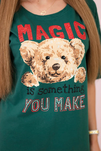 Blúzka s potlačou Magic zelená univerzálne