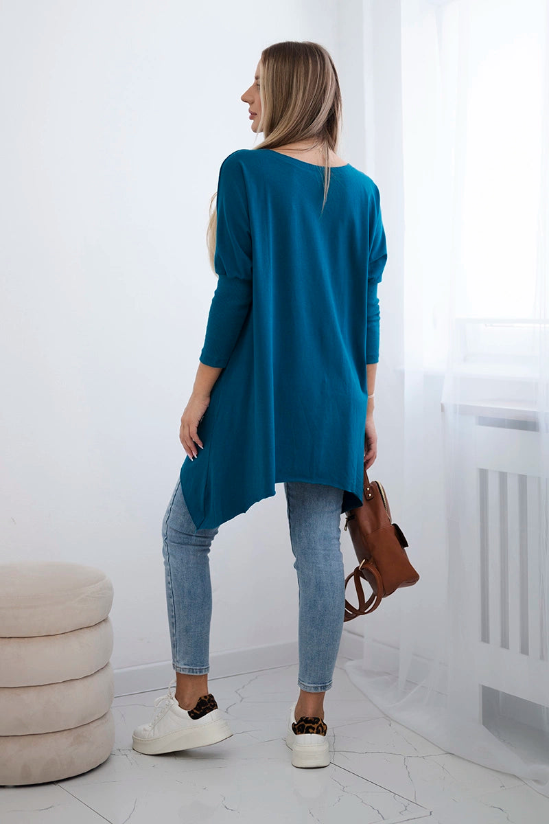Blúzka oversize s potlačou dúhových pier námorné univerzálne