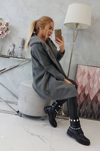 Zateplená mikina so zapínaním na zips grafit univerzálne