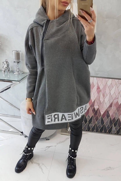 Zateplená mikina so zapínaním na zips grafit univerzálne