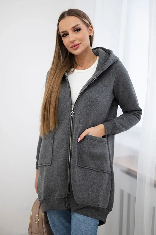 Zateplená mikina so zapínaním na zips vzadu grafit univerzálne