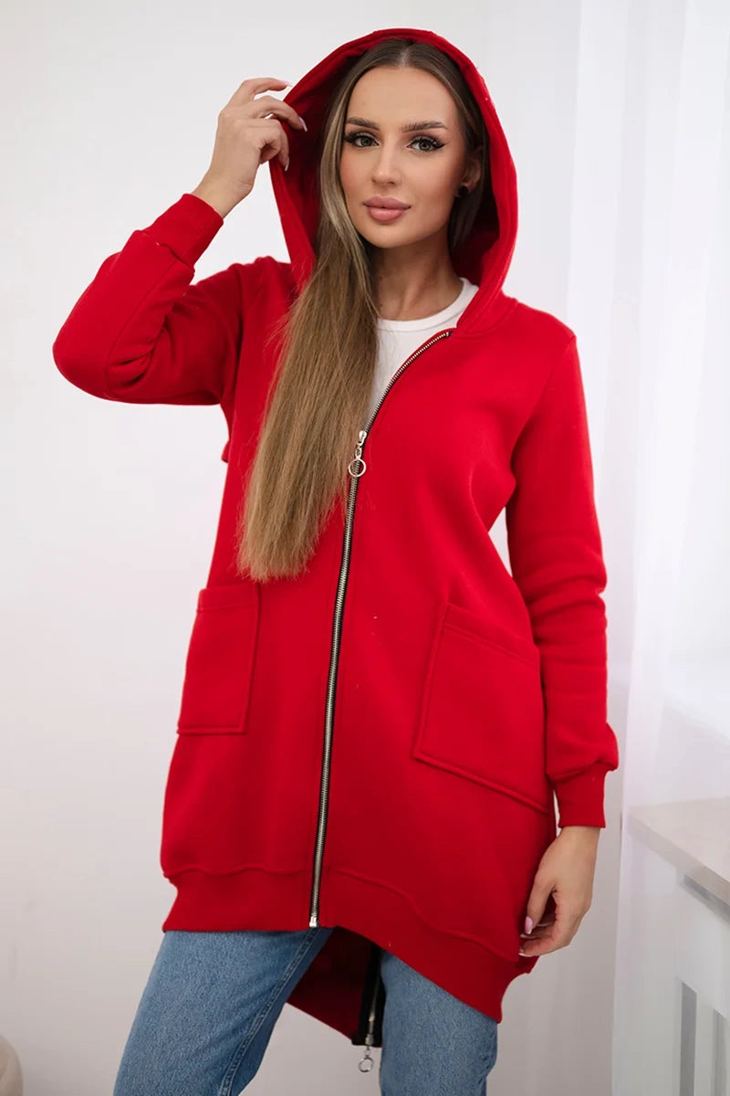 Zateplená mikina so zapínaním na zips vzadu Červená univerzálne