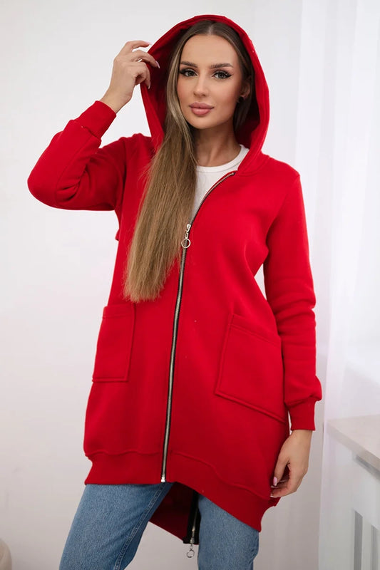 Zateplená mikina so zapínaním na zips vzadu Červená univerzálne