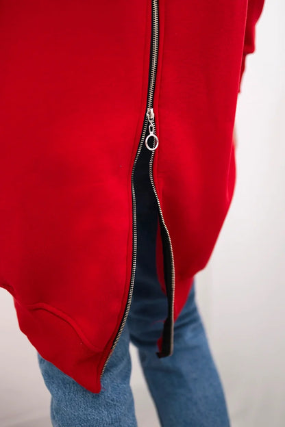 Zateplená mikina so zapínaním na zips vzadu Červená univerzálne