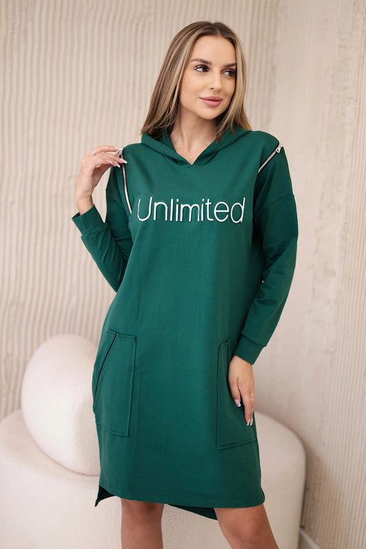 Šaty s nápisom unlimited zelená univerzálne