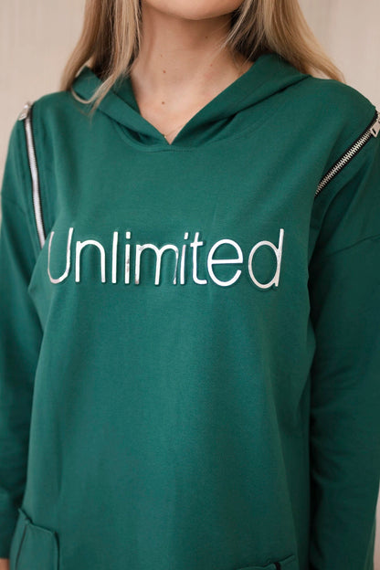 Šaty s nápisom unlimited zelená univerzálne