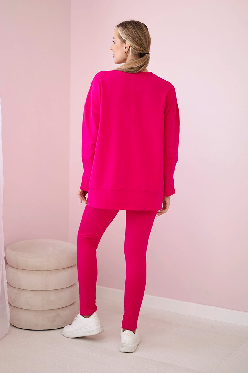Súprava s oversize blúzkou fuchsiová univerzálne