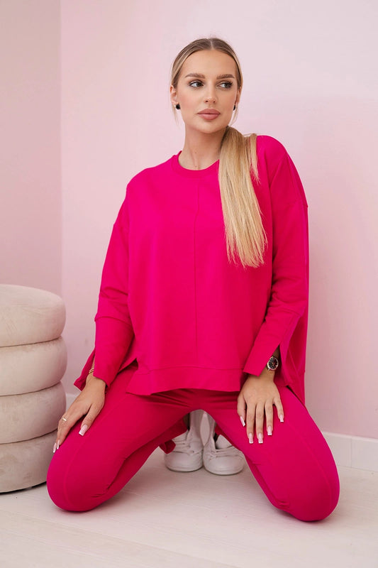 Súprava s oversize blúzkou fuchsiová univerzálne