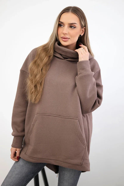 Zateplená mikina so zapínaním na zips vzadu mocca univerzálne
