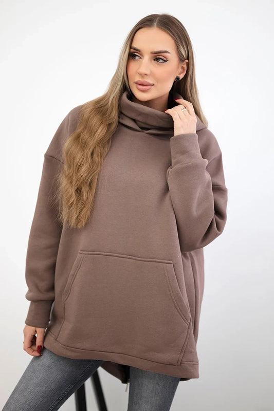 Zateplená mikina so zapínaním na zips vzadu mocca univerzálne