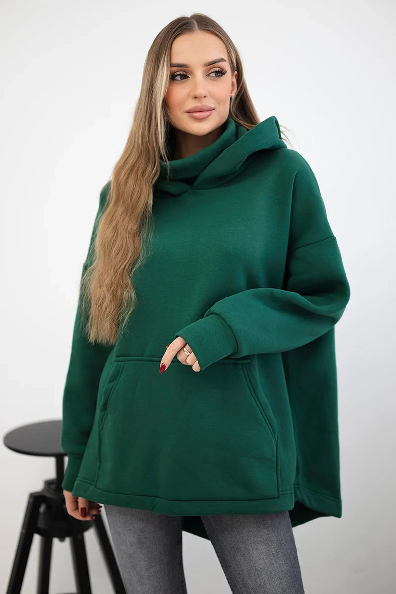 Zateplená mikina so zapínaním na zips vzadu tmavozelený univerzálne