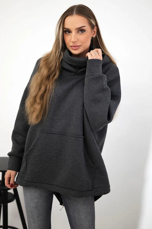 Zateplená mikina so zapínaním na zips vzadu grafit univerzálne