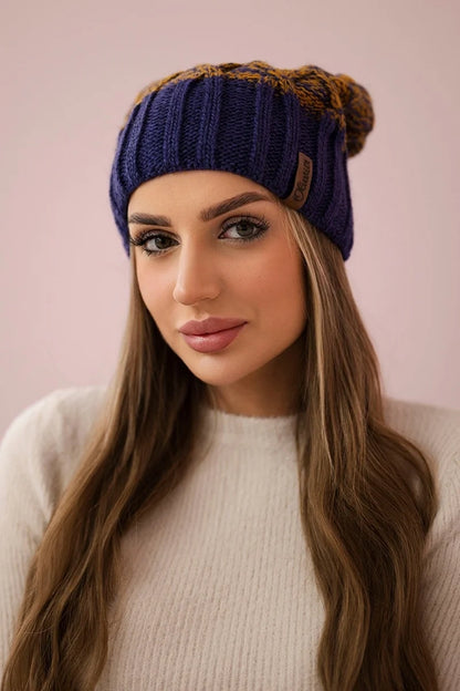 Čapica с fleece Milano K203 horčičná melanž+tmavo fialová univerzálne