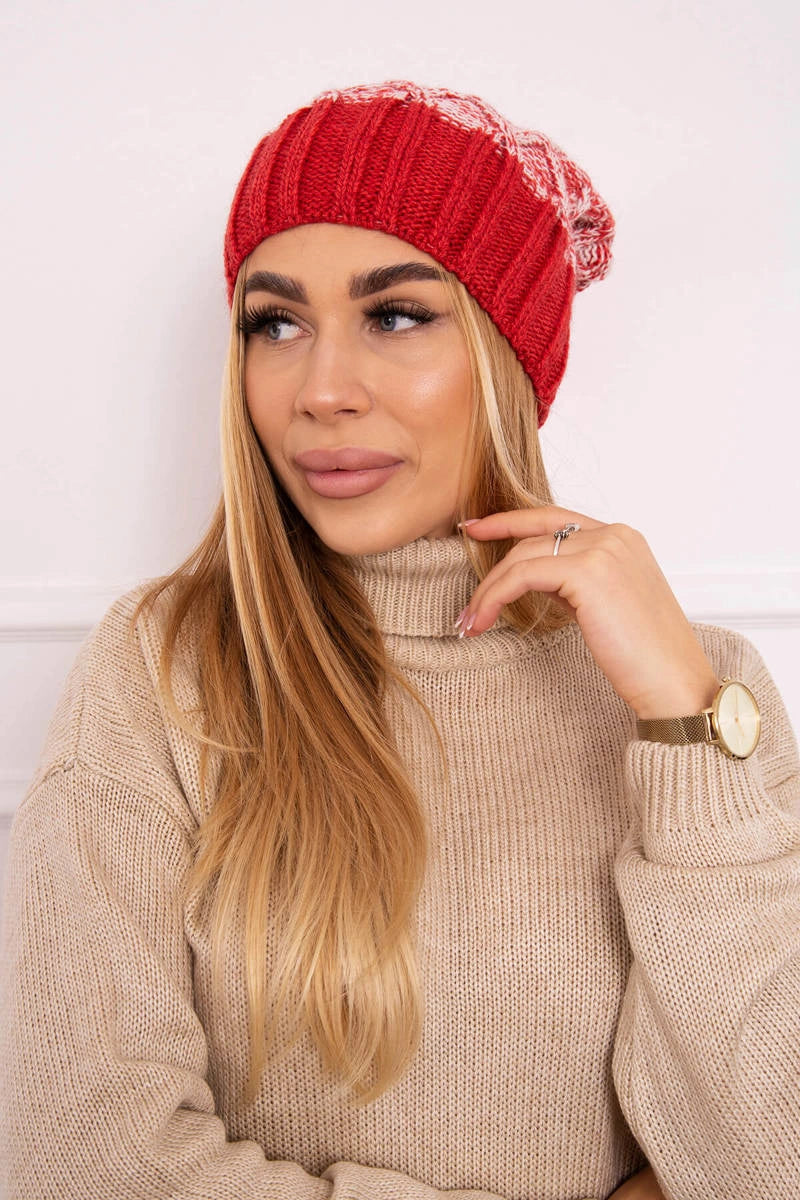 Čapica с fleece Milano K203 ecru melanž+Červená univerzálne
