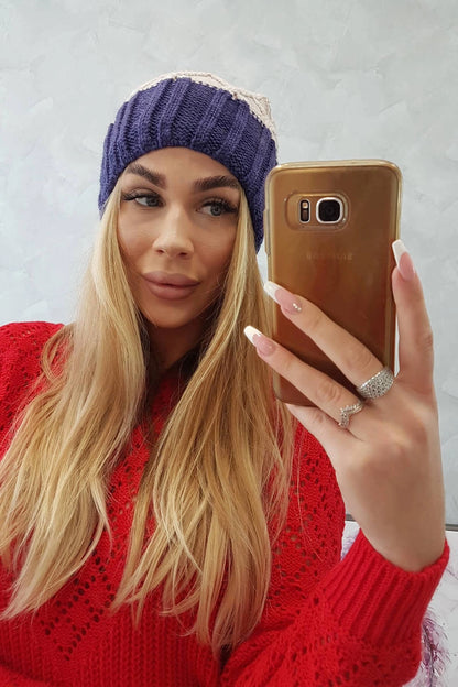 Čapica с fleece Milano K203 svetlo béžová+fialová univerzálne
