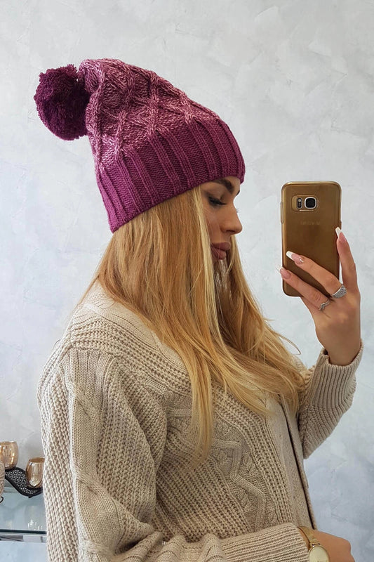 Čapica с fleece Milano K203 ružová melanž+tmavo ružová univerzálne