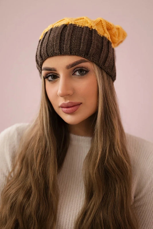 Čapica s fleece Milano K203 žltá+mocca univerzálne