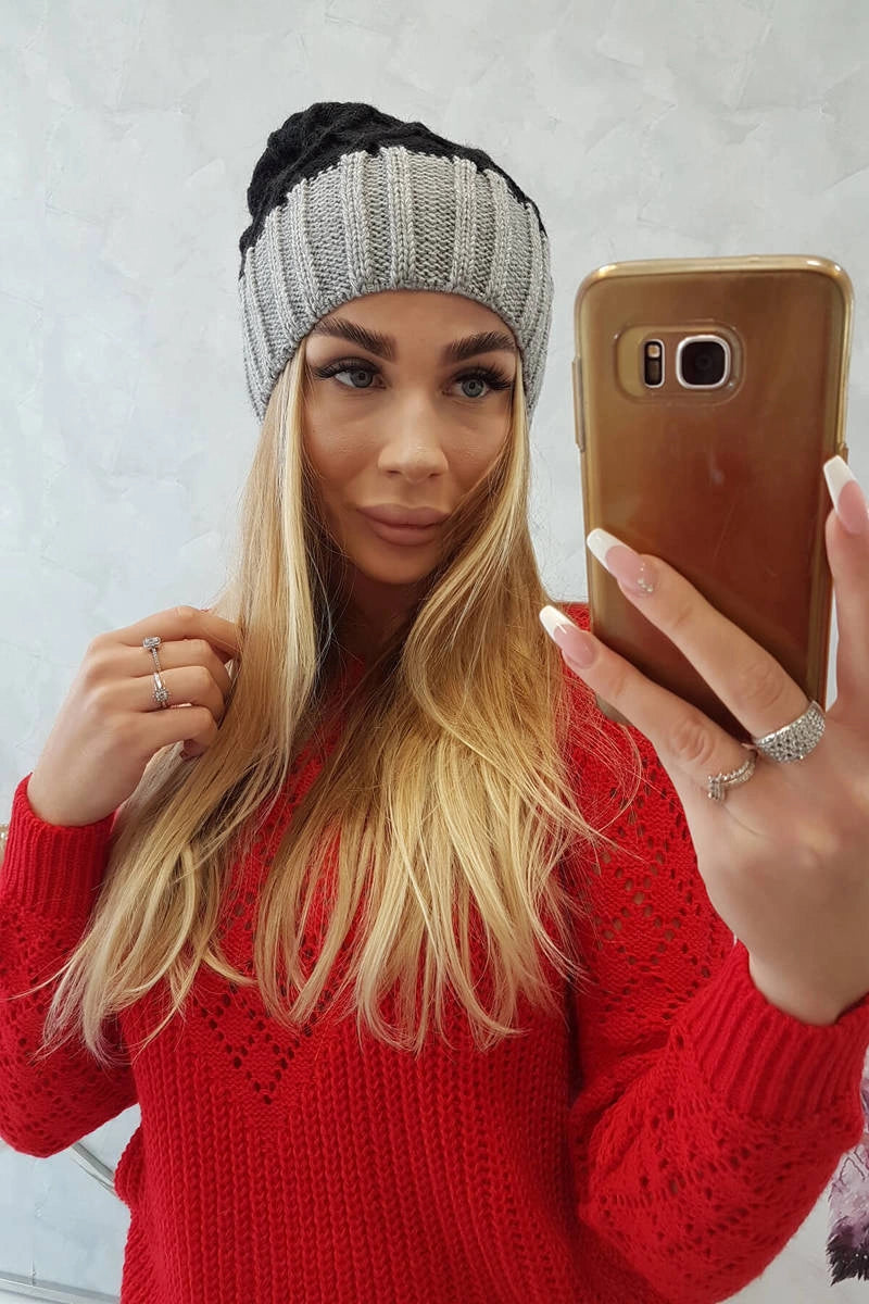 Čapica s fleece Milano K203 čierna+šedá univerzálne