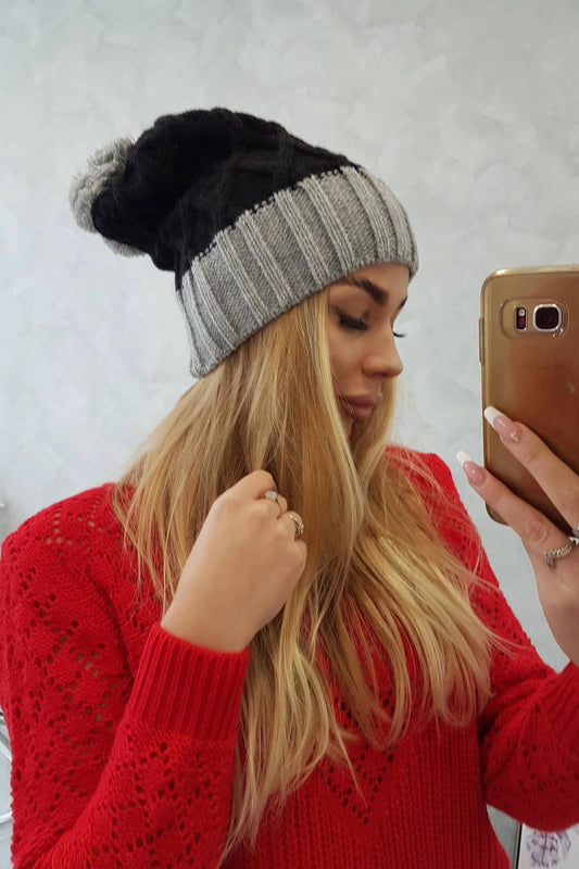 Čapica s fleece Milano K203 čierna+šedá univerzálne