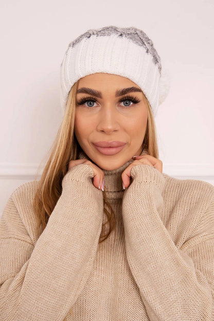 Čapica s fleece Milano K203 šedá melanž+ecru univerzálne