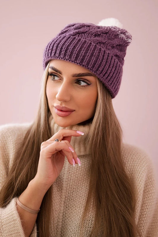 Čapica s fleece Ilona K218 fialový+biely univerzálne
