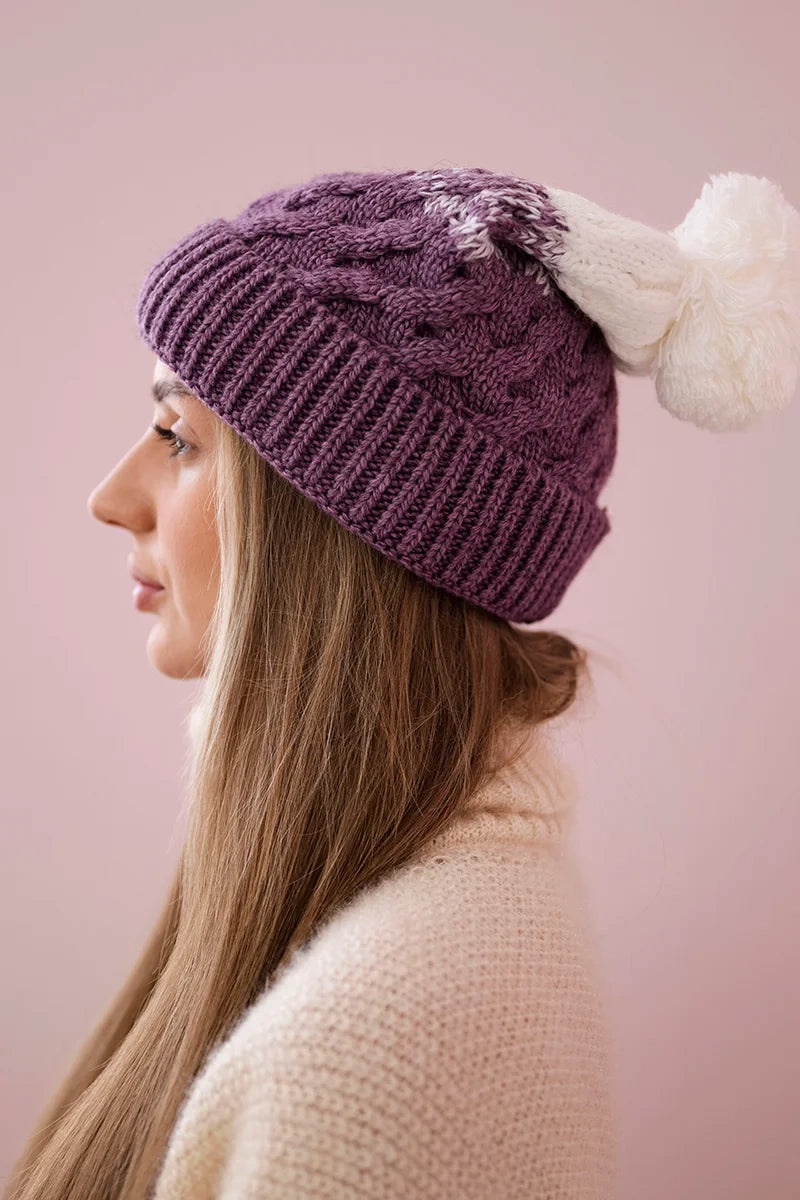 Čapica s fleece Ilona K218 fialový+biely univerzálne