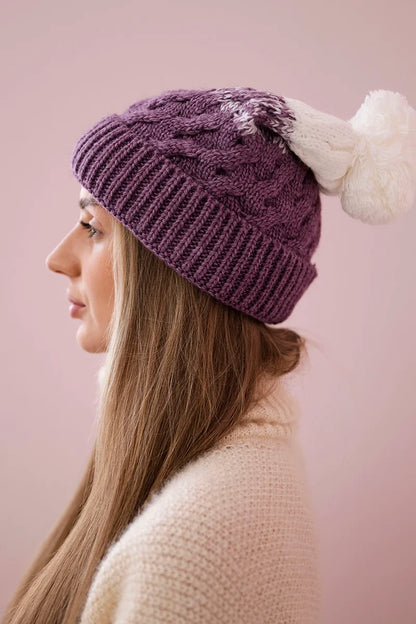Čapica s fleece Ilona K218 fialový+biely univerzálne