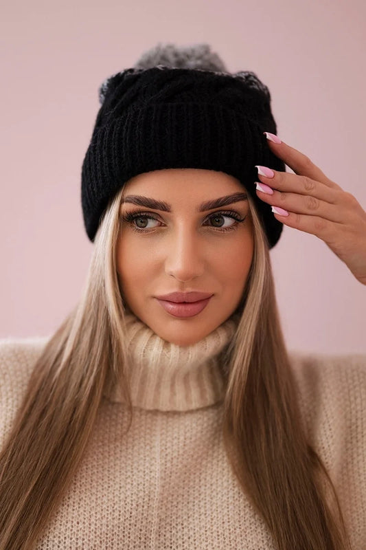 Čapica s fleece Ilona K218 čierna+sivá univerzálne