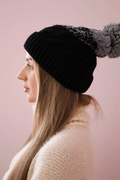 Čapica s fleece Ilona K218 čierna+sivá univerzálne