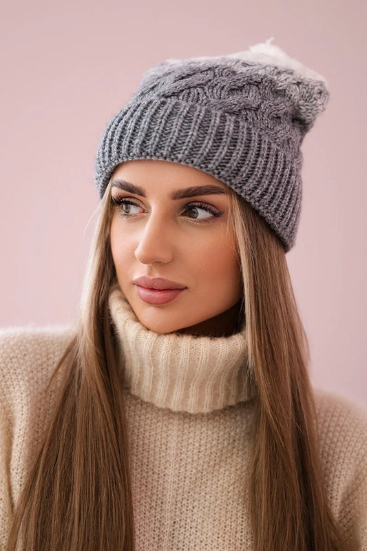 Čapica s fleece Ilona K218 šedá+biela univerzálne