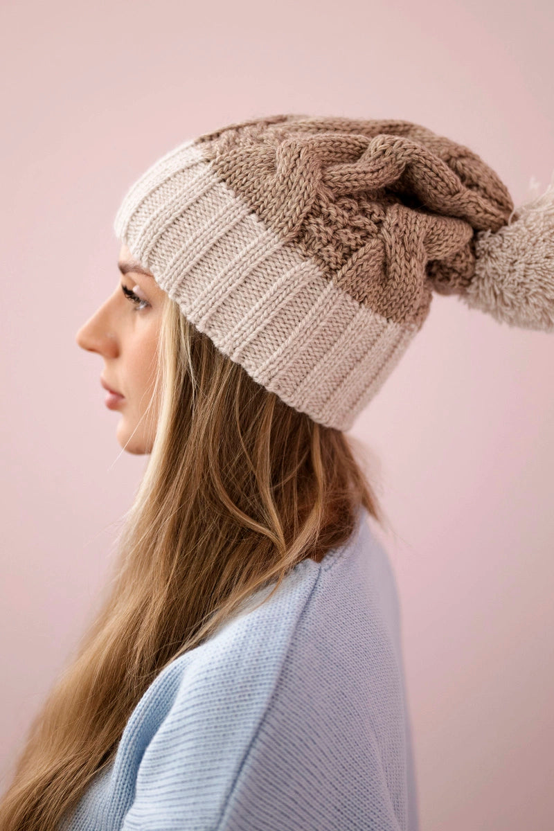 Čapica s fleece Paris K212 tmavo béžová+béžová univerzálne