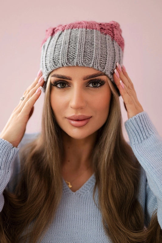 Čapica s fleece Paris K212 tmavo ružová+šedá univerzálne