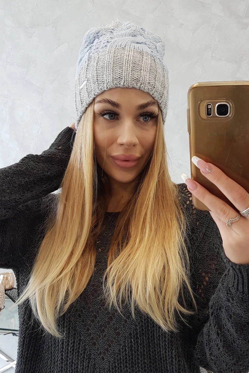 Čapica s fleece Paris K212 modrá+svetlo šedá univerzálne
