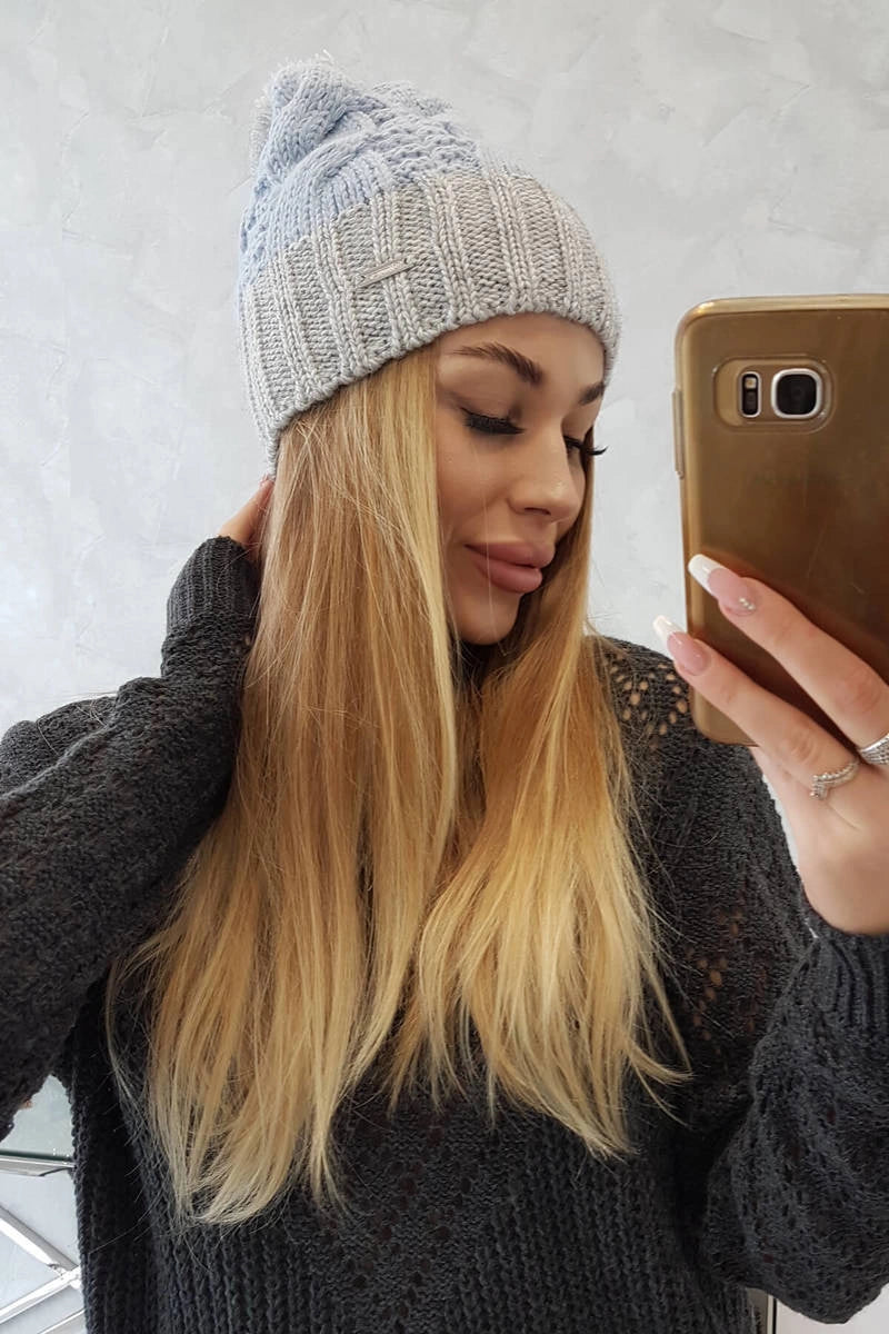 Čapica s fleece Paris K212 modrá+svetlo šedá univerzálne