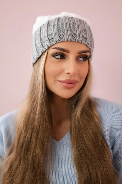Čapica s fleece Paris K212 biela+šedá univerzálne