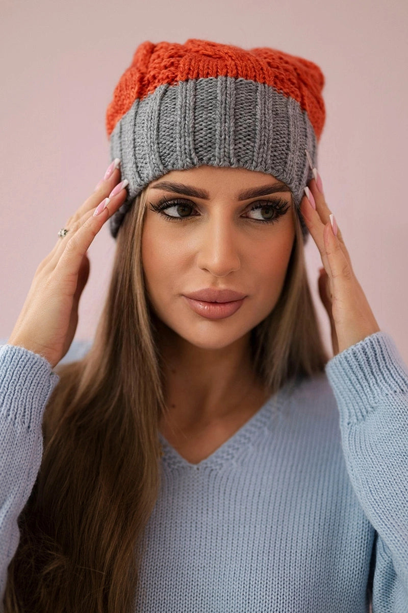 Čapica s fleece Paris K212 ruda+sivá univerzálne