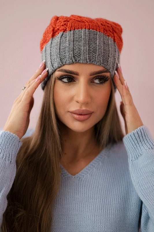Čapica s fleece Paris K212 ruda+sivá univerzálne