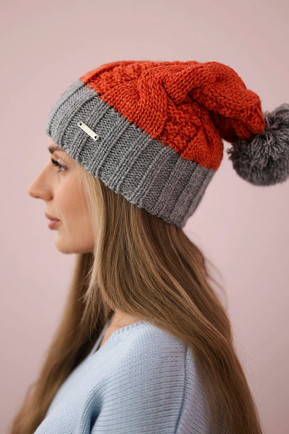 Čapica s fleece Paris K212 ruda+sivá univerzálne