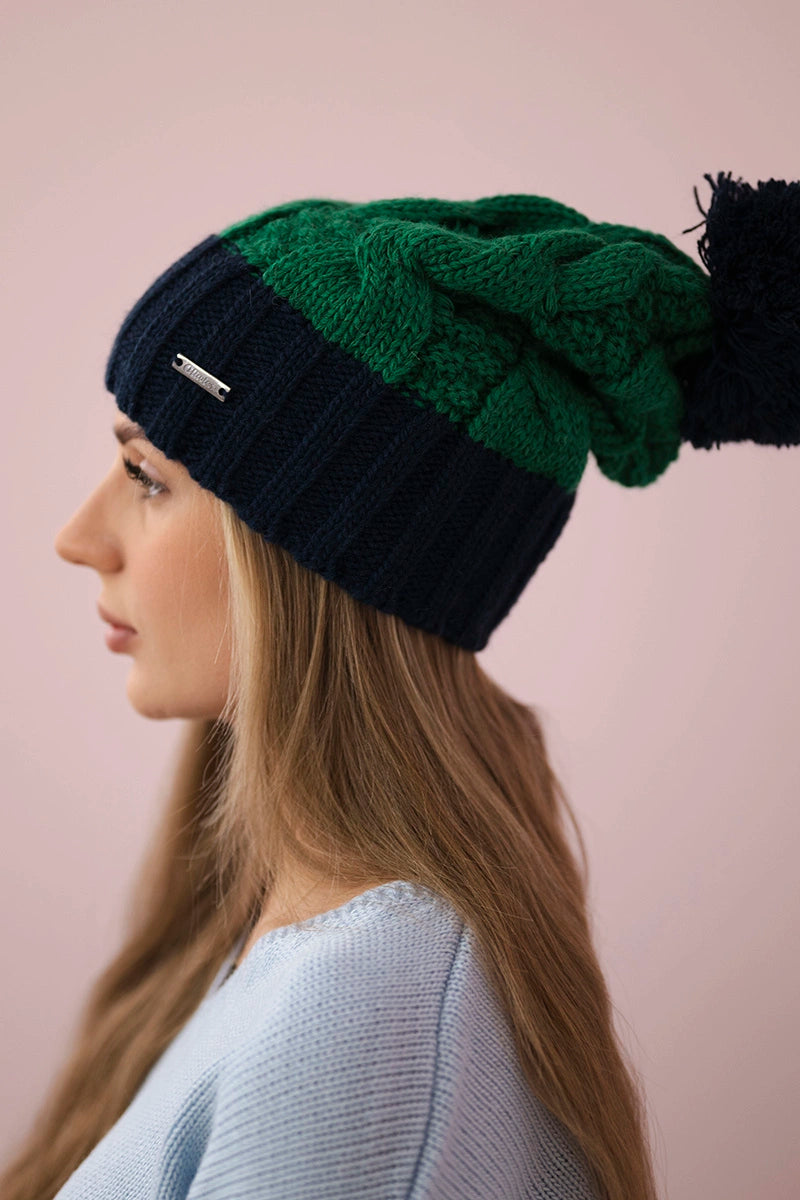 Čapica s fleece Paris K212 zelená+námornícka modrá univerzálne