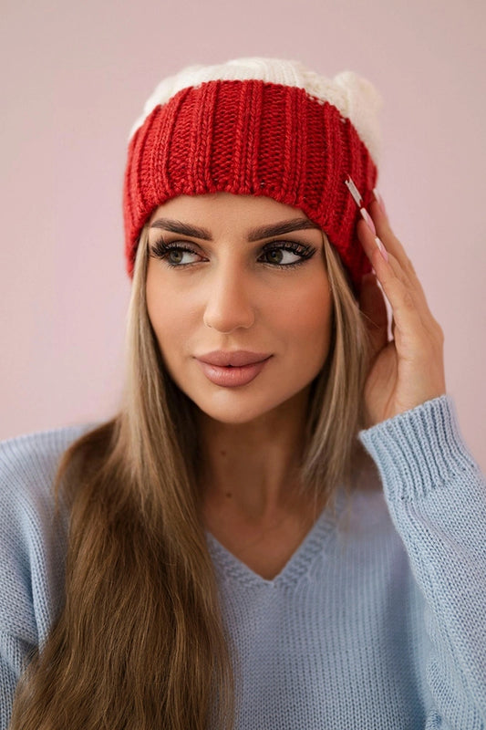 Čapica s fleece Paris K212 ecru+bordová univerzálne