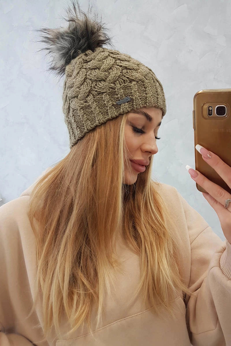 Čapica s fleece Daria K217 svetlá khaki univerzálne
