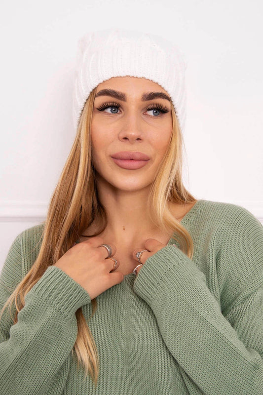Čapica s fleece Iwona K221 biely univerzálne