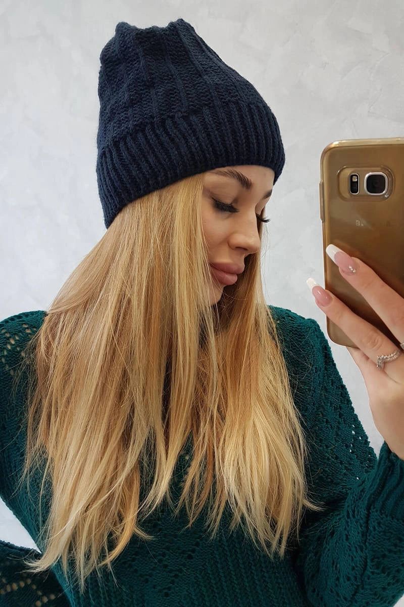 Čapica s fleece Anna K238 námornícka modrá univerzálne