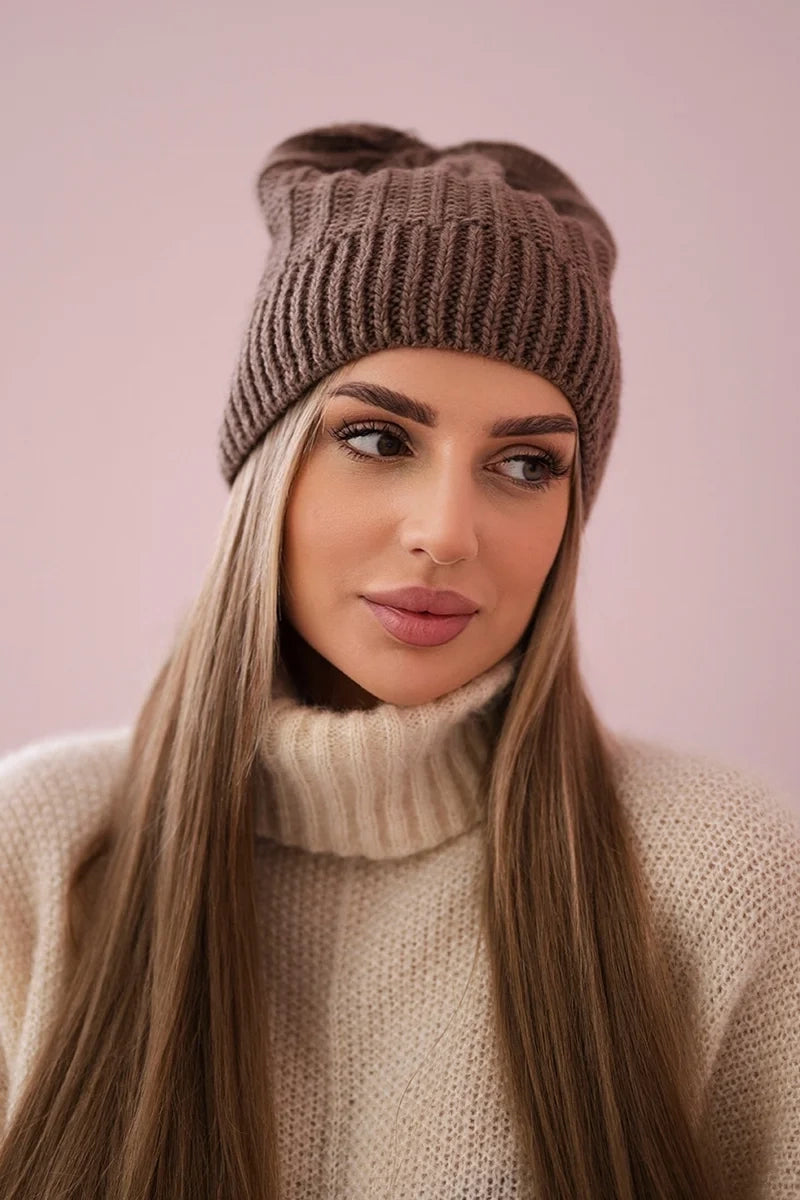 Čapica s fleece Anna K238 mocca univerzálne